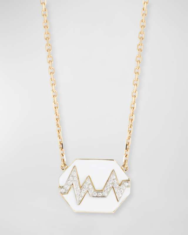 18k Skip Necklace w/ Enamel & Diamonds